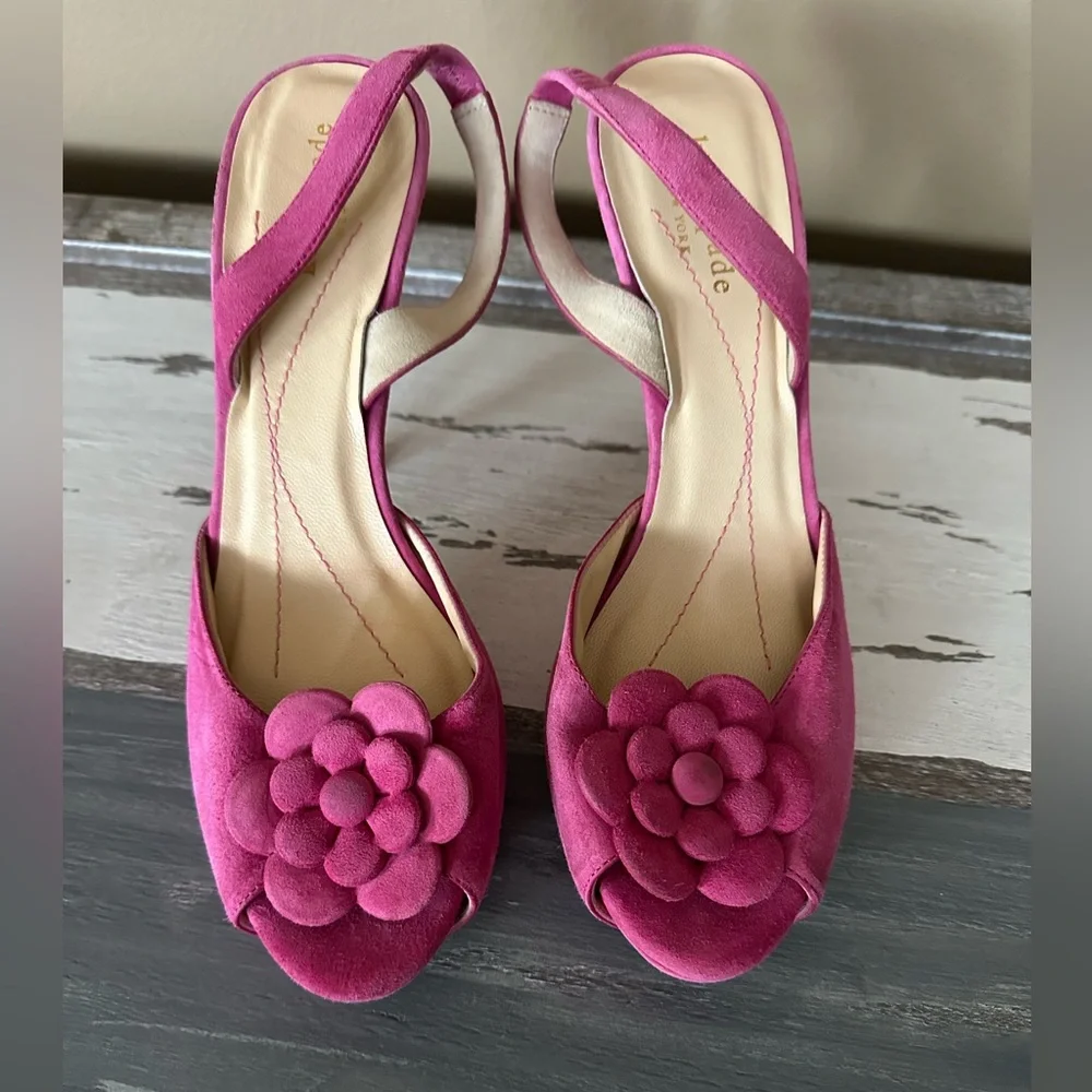 Kate Spade New York Women's Pink Suede Leather Slingback Sz 8‎